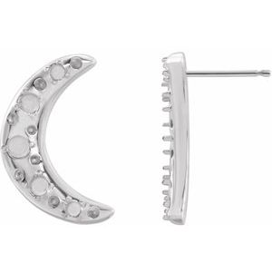 Sterling Silver Cabochon Crescent Moon Right Earring Mounting