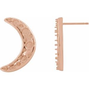 14K Rose Gold Cabochon Crescent Moon Left Earring Mounting