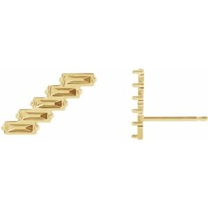 14K Yellow Gold 3x1 mm Baguette Left Ear Climber Mounting
