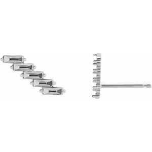 Sterling Silver 3x1 mm Baguette right Ear Climber Mounting