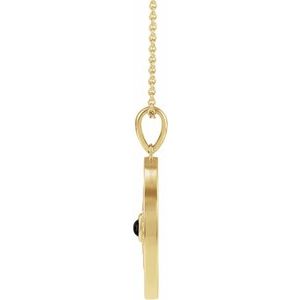 14K Yellow Gold Natural Black Onyx & 1/6 CTW Natural Diamond Evil Eye 16-18" Necklace