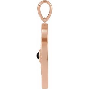 14K Rose Gold Natural Black Onyx & 1/6 CTW Natural Diamond Evil Eye Pendant