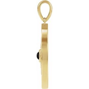 14K Yellow Gold Natural Black Onyx & 1/6 CTW Natural Diamond Evil Eye Pendant