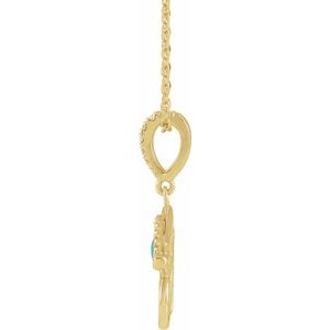 14K Yellow Gold Natural Turquoise & .08 CTW Natural Diamond Eye of Horus 16-18" Necklace