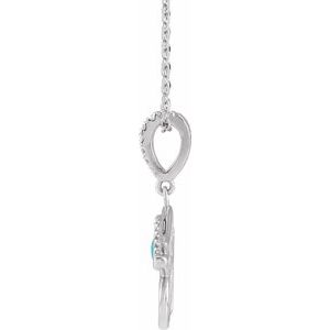 Sterling Silver Natural Turquoise & .08 CTW Natural Diamond Eye of Horus 16-18" Necklace