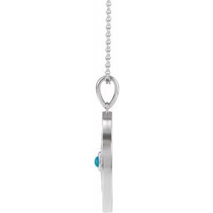14K White Gold Natural Turquoise & 1/6 CTW Natural Diamond Evil Eye 16-18" Necklace