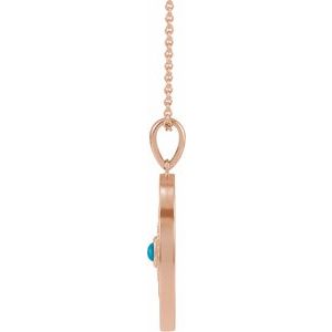 14K Rose Gold Natural Turquoise & 1/6 CTW Natural Diamond Evil Eye 16-18" Necklace