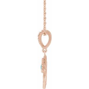 14K Rose Gold Natural Turquoise & .08 CTW Natural Diamond Eye of Horus 16-18" Necklace