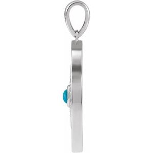 Sterling Silver Natural Turquoise & 1/6 CTW Natural Diamond Evil Eye Pendant