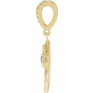 14K Yellow Gold Natural Turquoise & .08 CTW Natural Diamond Eye of Horus Pendant