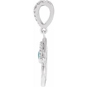 14K White Gold Natural Turquoise & .08 CTW Natural Diamond Eye of Horus Pendant