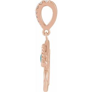 14K Rose Gold Natural Turquoise & .08 CTW Natural Diamond Eye of Horus Pendant