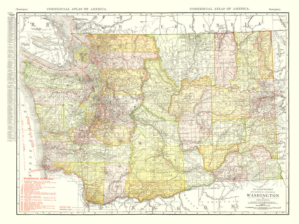 Vintage Map of Washington 1917