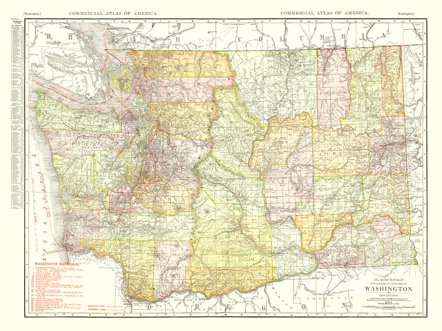 Vintage Map of Washington 1917