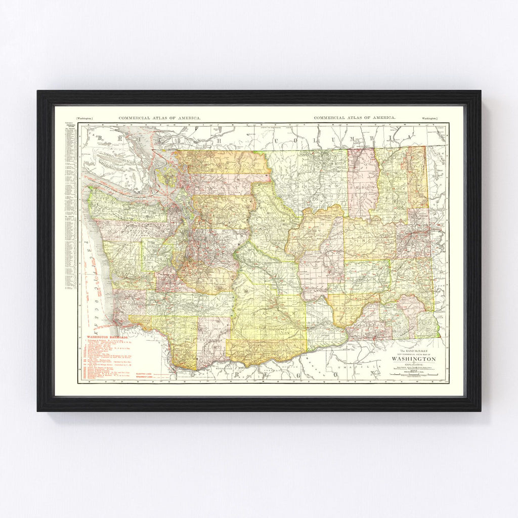 Vintage Map of Washington 1917