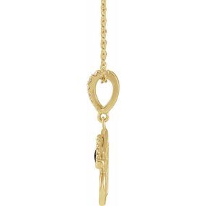 14K Yellow Gold Natural Black Onyx & .08 CTW Natural Diamond Eye of Horus 16-18" Necklace