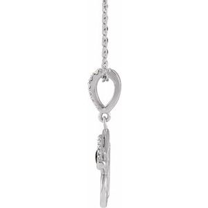 14K White Gold Natural Black Onyx & .08 CTW Natural Diamond Eye of Horus 16-18" Necklace