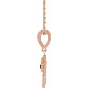 14K Rose Gold Natural Black Onyx & .08 CTW Natural Diamond Eye of Horus 16-18" Necklace