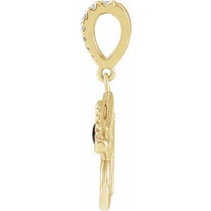 14K Yellow Gold Natural Black Onyx & .08 CTW Natural Diamond Eye of Horus Pendant
