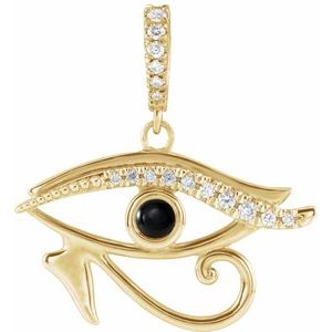 14K Yellow Gold Natural Black Onyx & .08 CTW Natural Diamond Eye of Horus Pendant