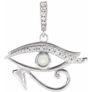Platinum Natural Ethiopian Opal & .08 CTW Natural Diamond Eye of Horus Pendant