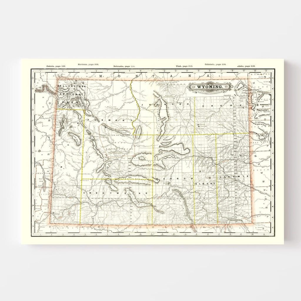 Vintage Map of Wyoming 1884
