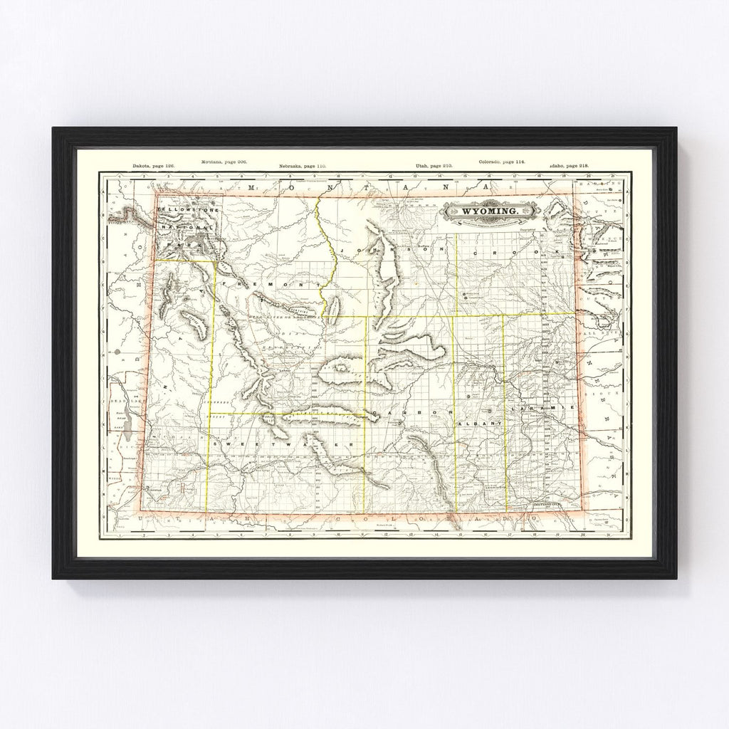 Vintage Map of Wyoming 1884