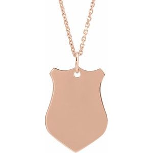 18K Rose Gold-Plated Sterling Silver Engravable Sheild 24" Necklace