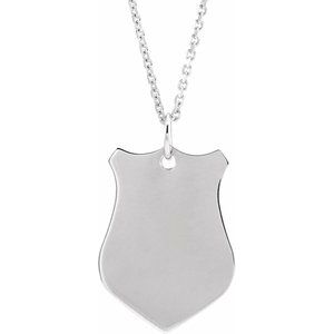 Sterling Silver Engravable Sheild 16-18" Necklace