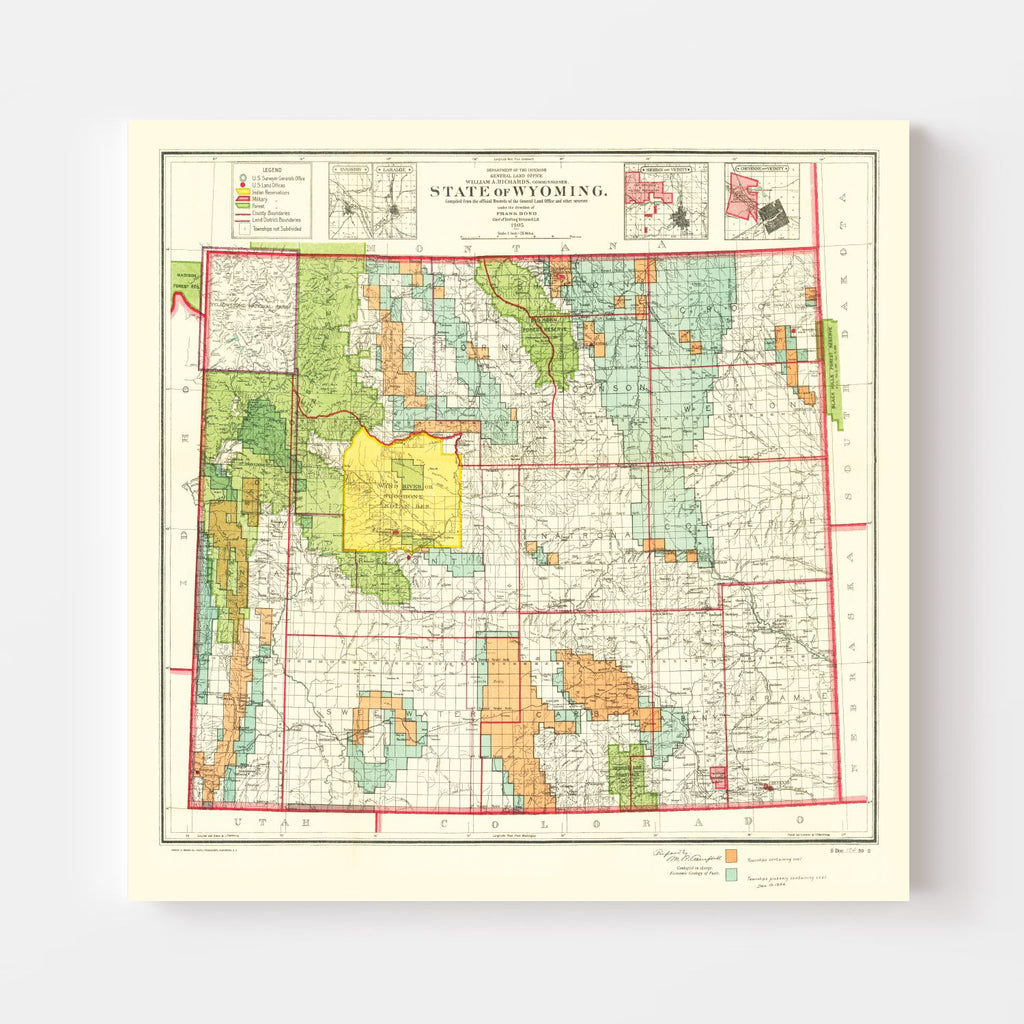 Vintage Map of Wyoming 1905