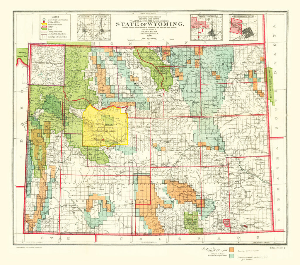 Vintage Map of Wyoming 1905