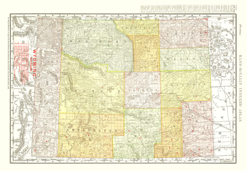 Vintage Map of Wyoming 1908