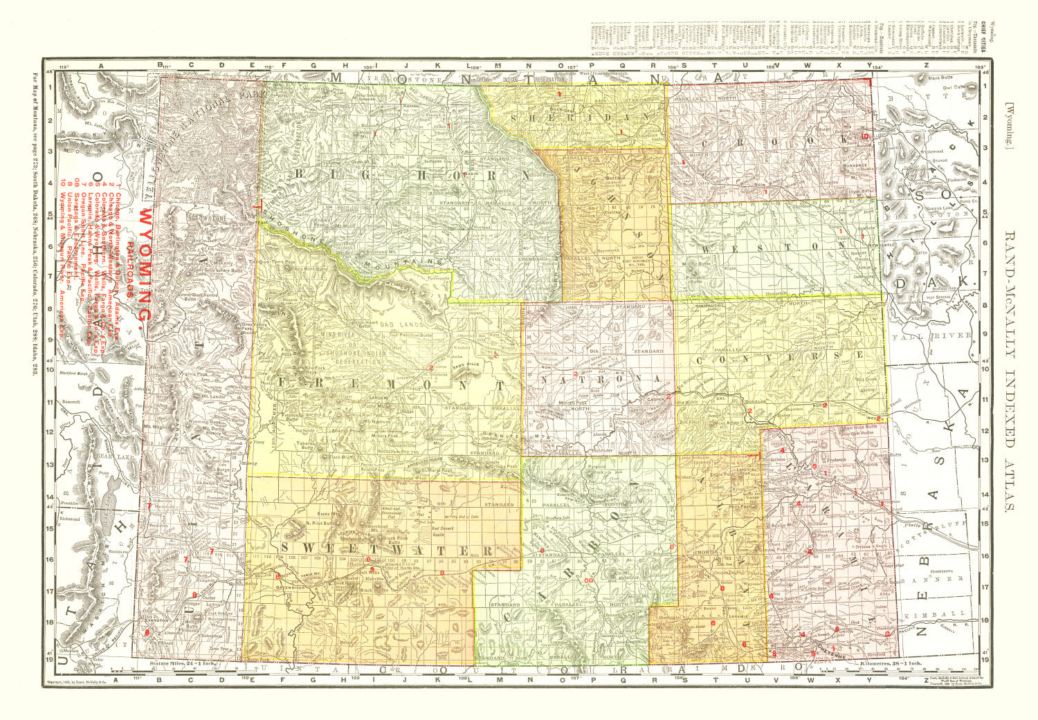 Vintage Map of Wyoming 1908