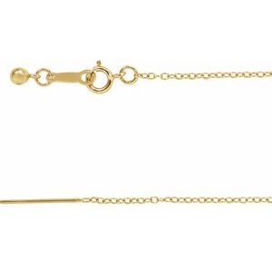 14K Yellow 1.1 mm Adjustable Threader Cable 16-18" Chain