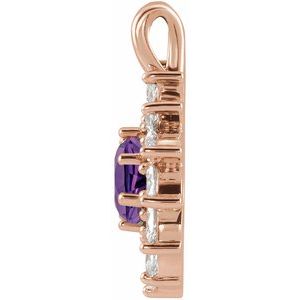 14K Rose Gold Natural Amethyst & 5/8 CTW Natural Diamond Halo-Style Pendant