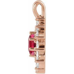 14K Rose Gold Lab-Grown Ruby & 1/2 CTW Natural Diamond Halo-Style Pendant