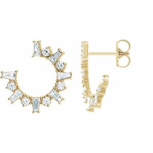 14K Yellow Gold 1 CTW Natural Diamond Front-Facing Hoop Earrings