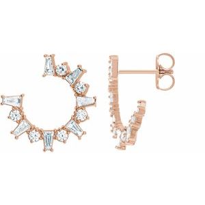 14K Rose Gold 1 CTW Natural Diamond Front-Facing Hoop Earrings