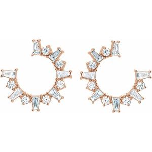 14K Rose Gold 1 CTW Natural Diamond Front-Facing Hoop Earrings