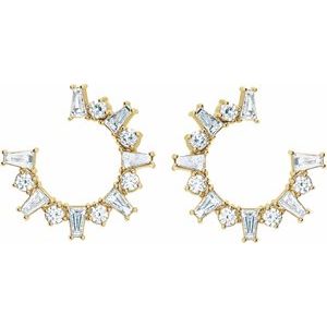 14K Yellow Gold 1 CTW Natural Diamond Front-Facing Hoop Earrings
