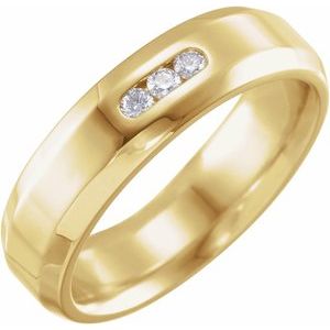 14K Yellow Gold 1/8 CTW Natural Diamond Beveled Edge Band Size 6.5