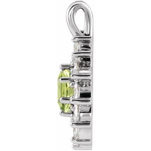 Sterling Silver Natural Peridot & 1/2 CTW Natural Diamond Halo-Style Pendant