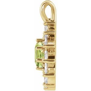 14K Yellow Gold Natural Peridot & 5/8 CTW Natural Diamond Halo-Style Pendant