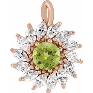 14K Rose Gold Natural Peridot & 1/2 CTW Natural Diamond Halo-Style Pendant