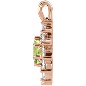 14K Rose Gold Natural Peridot & 1/2 CTW Natural Diamond Halo-Style Pendant