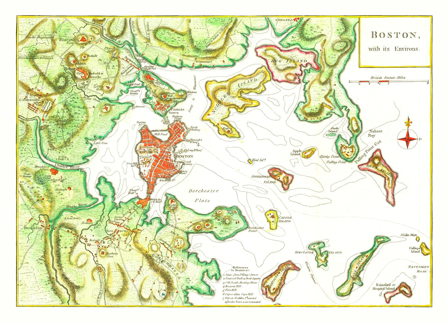 Vintage Map of Boston, Massachusetts 1788