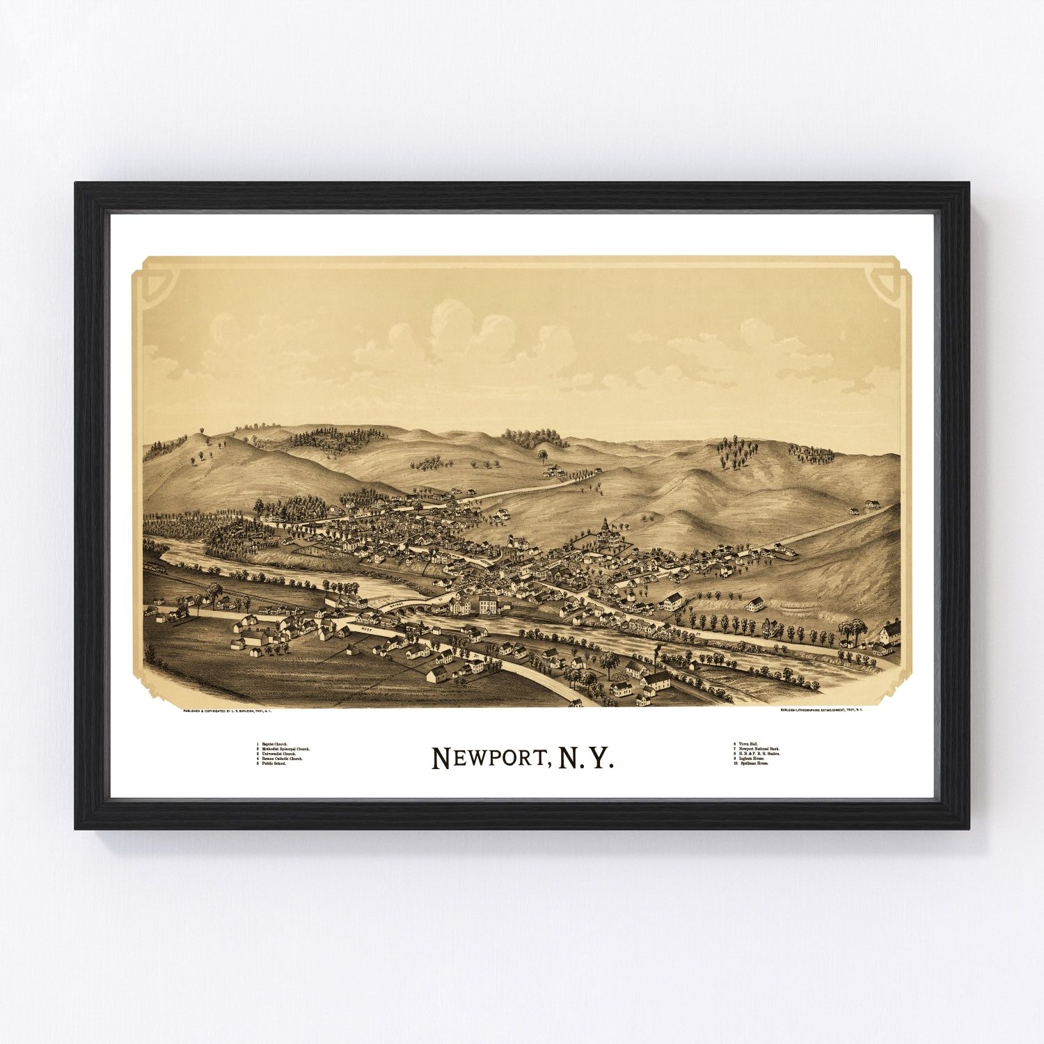 Vintage Map of Newport, New York 1890