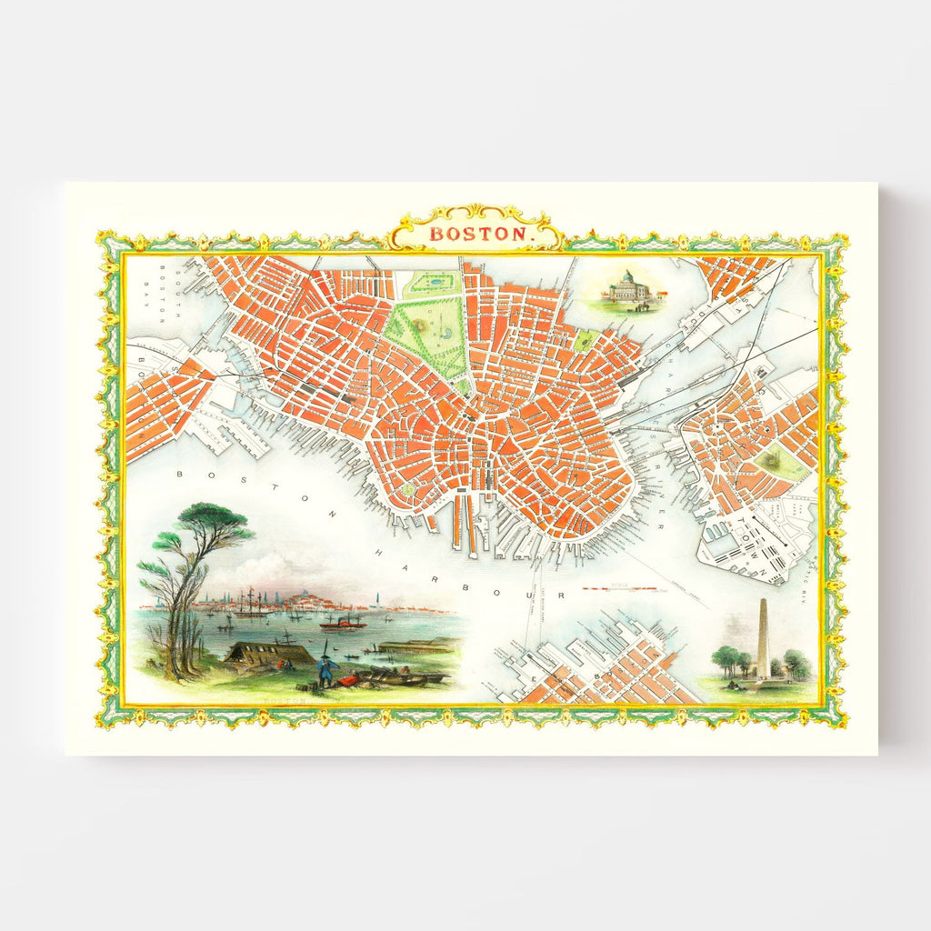 Vintage Map of Boston, Massachusetts 1851