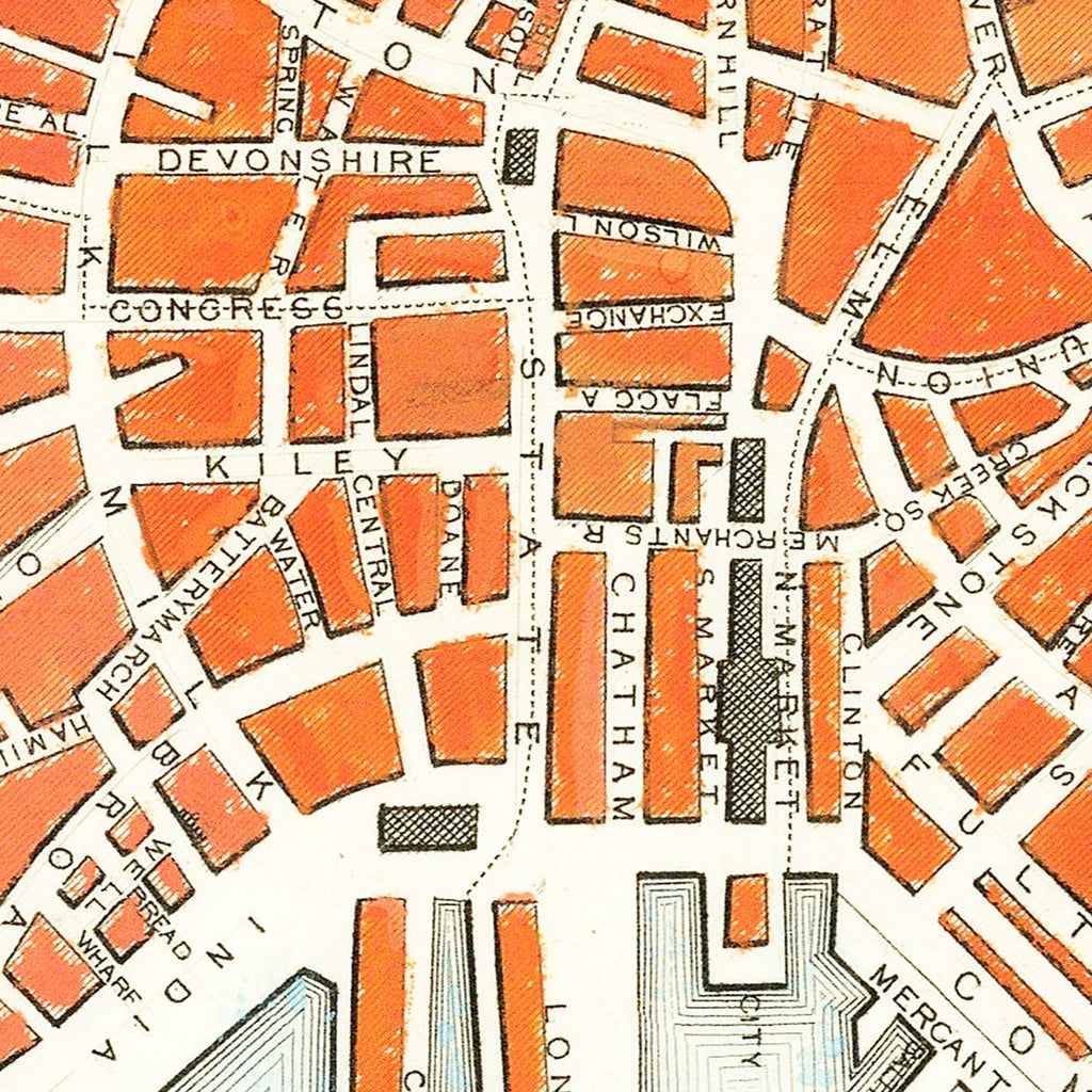 Vintage Map of Boston, Massachusetts 1851