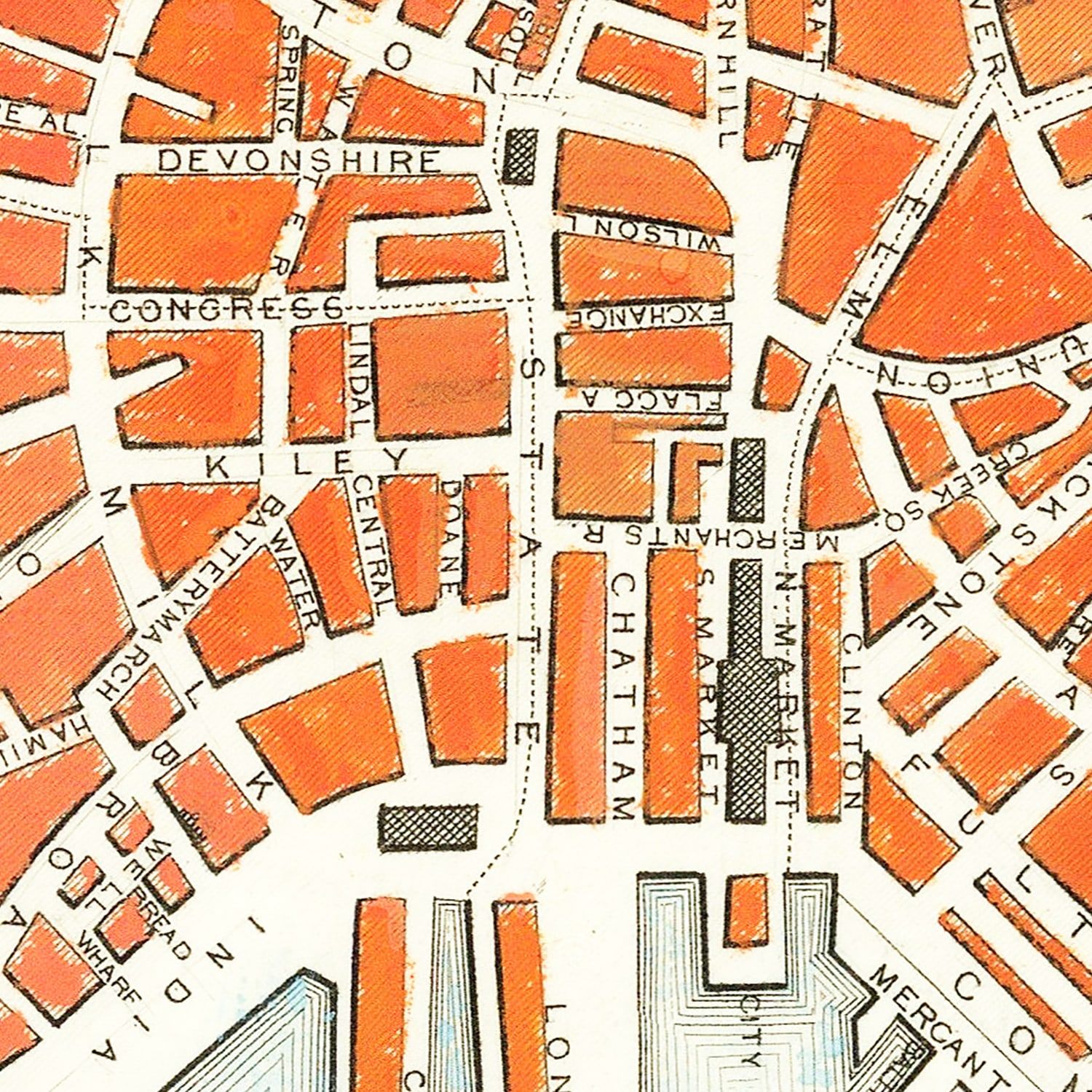 Vintage Map of Boston, Massachusetts 1851